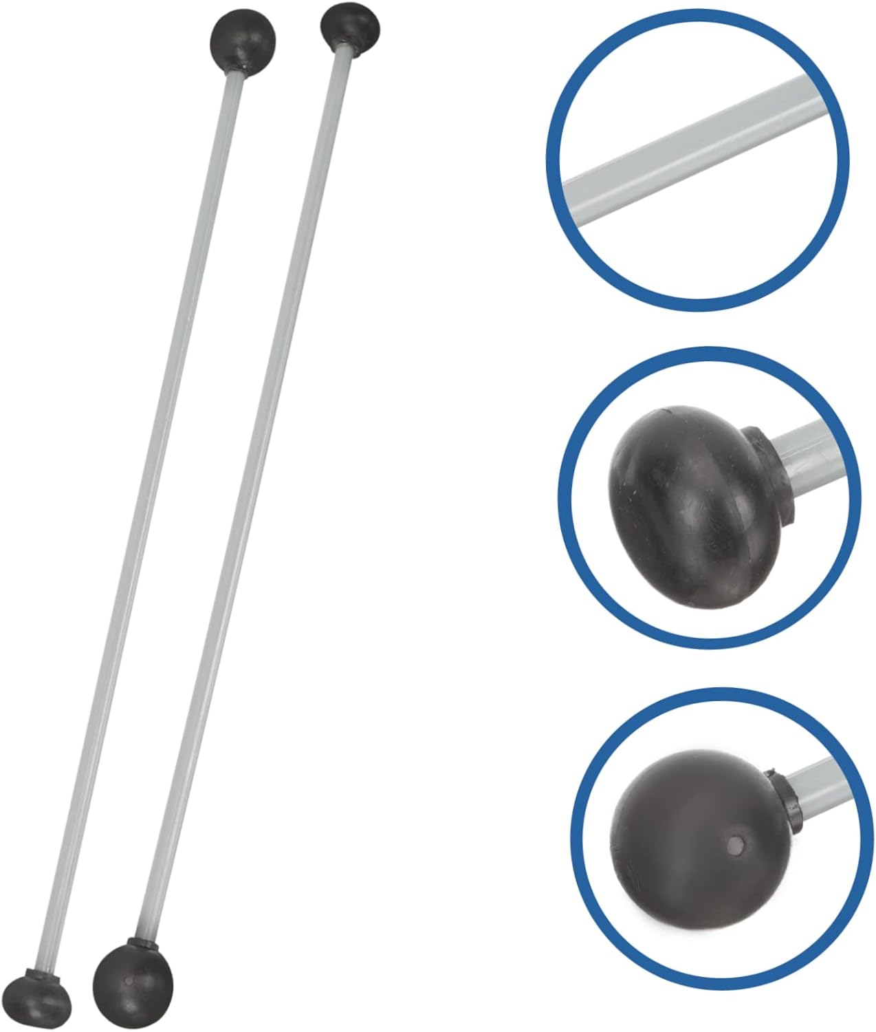 2pcs doble Marimba Mallet teclado de goma negro ambos extremos
