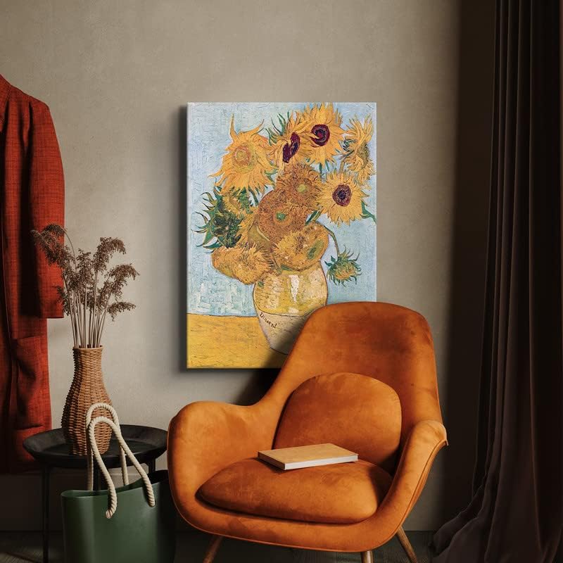CanvasWAY – Vincent van Gogh – Cuadro clásico floral sobre lienzo de algodón, marco de madera para decoración del hogar y regalos (36 x 47 x 1.5