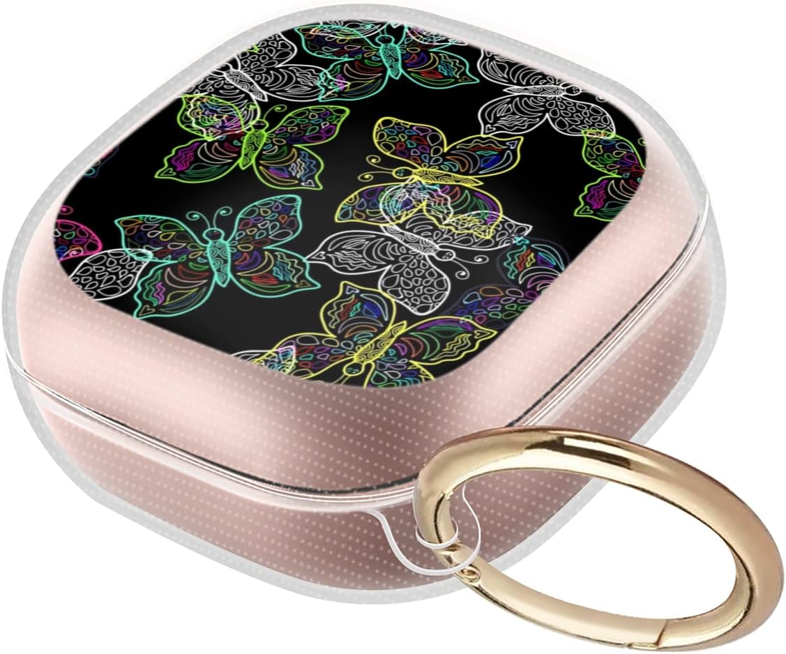 Funda protectora de TPU suave a prueba de golpes compatible con Galaxy Buds 2  Galaxy Buds ProGalaxy Buds Live – Patrón de mariposa de neón