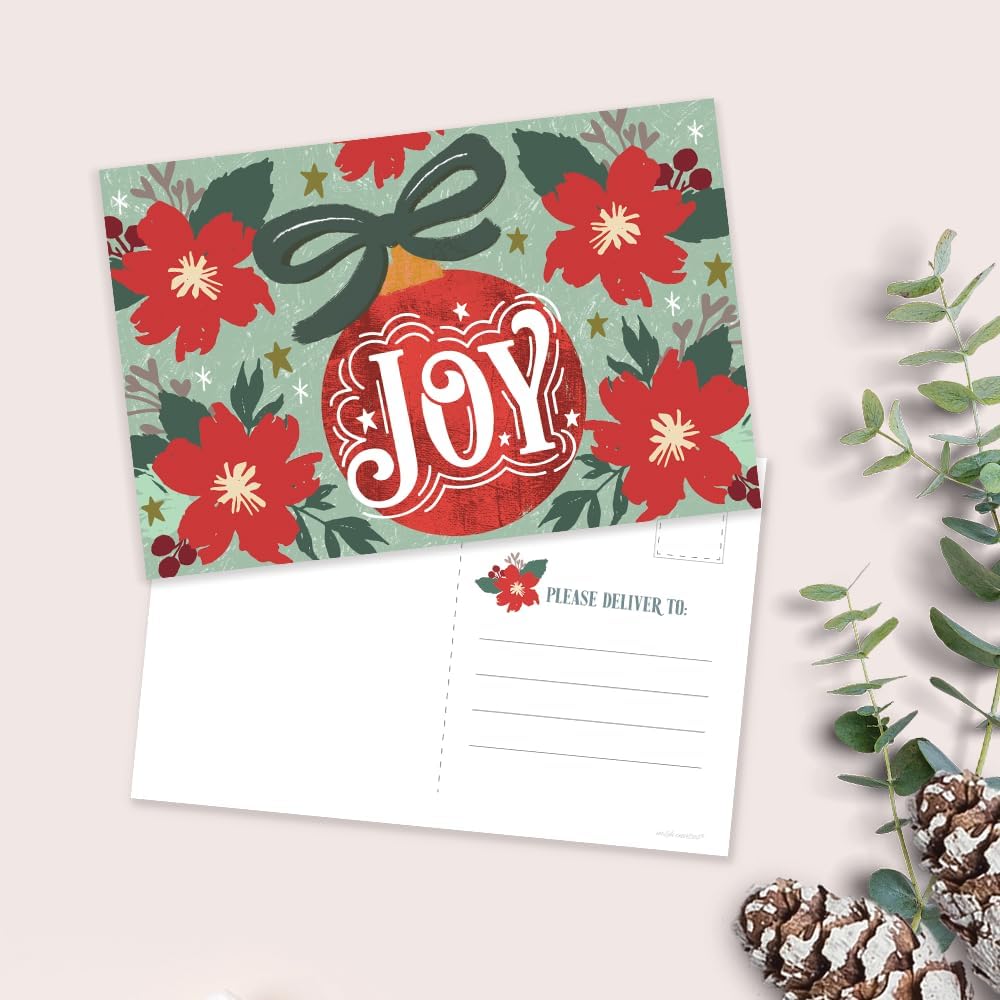 m&h invites Postales navideñas de estilo vintage, felicitaciones navideñas  Tarjetas postales de alegría  50 unidades