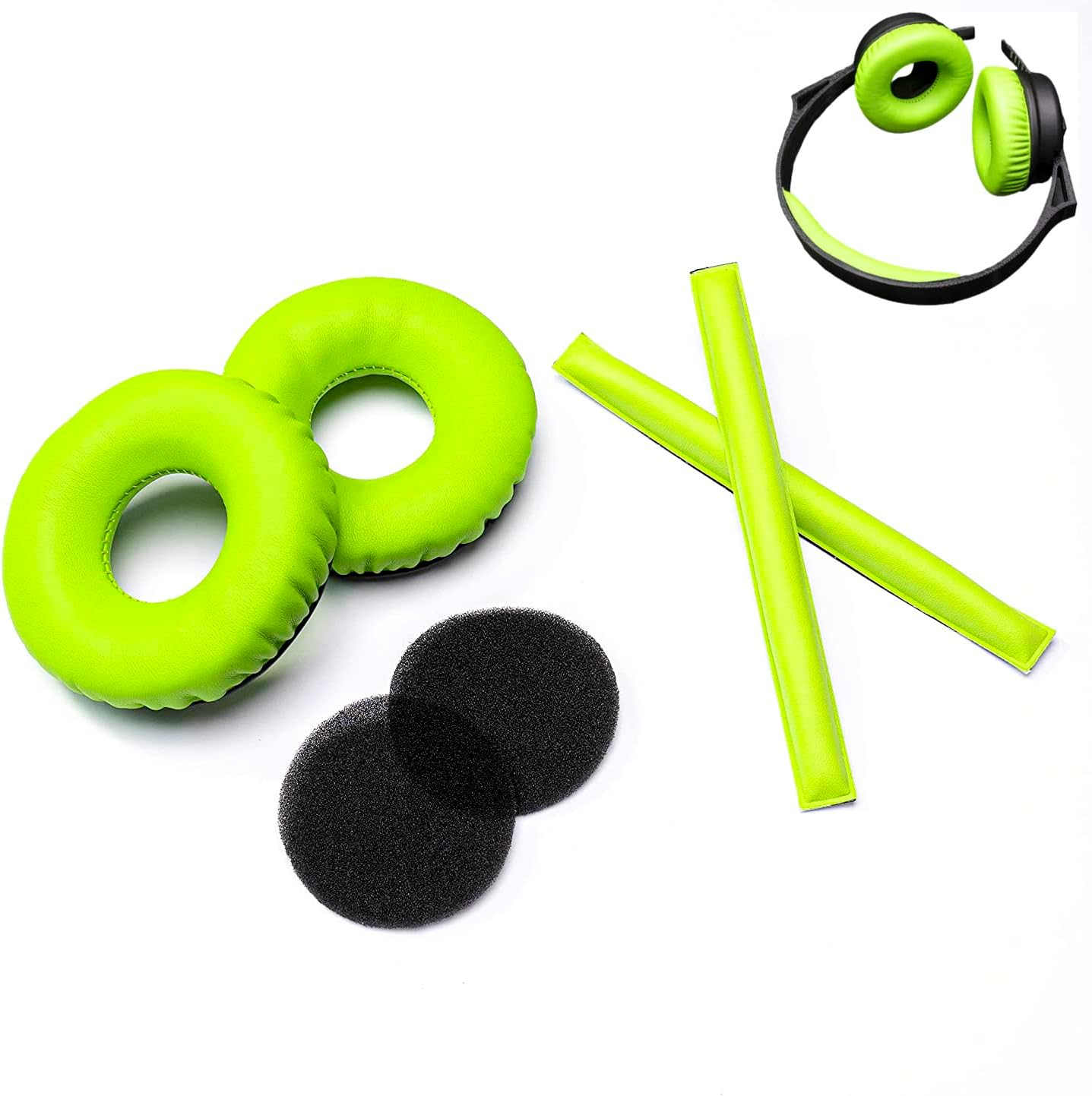 Almohadillas de repuesto de color verde con diadema de espuma compatible con auriculares Sennheiser HD25 HD 25 HD 25-1 HD25-1ii HD25SP HMD25 HME25