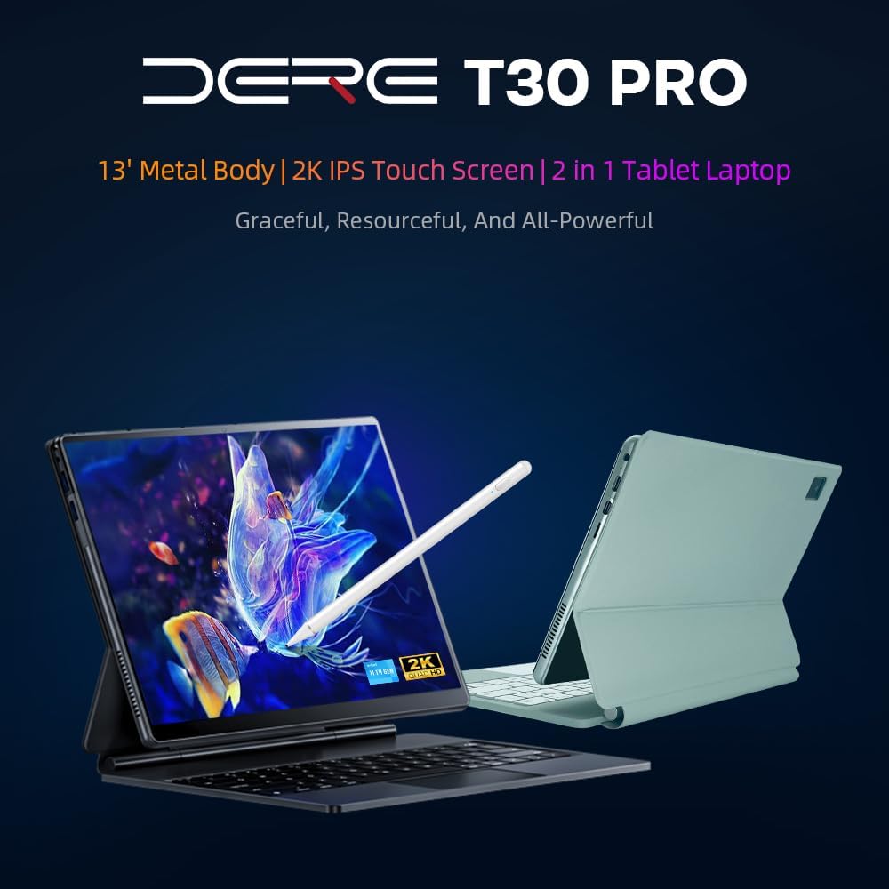 Docooler T30Pro – Computadora portátil con pantalla táctil IPS 2K de 13 pulgadas, 16 GB de RAM 512G-1T SSD, computadora de aprendizaje de oficina