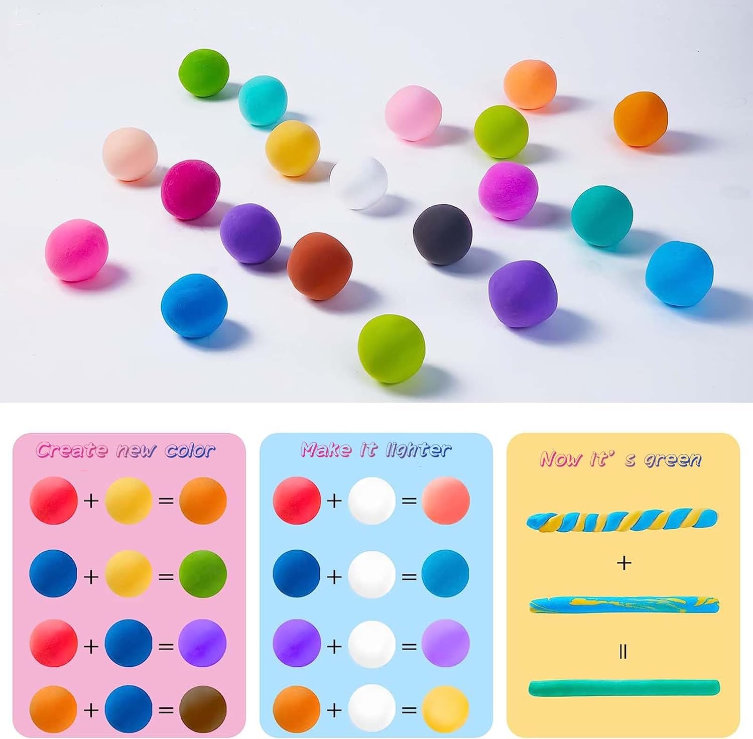 Kit de arcilla para modelar, arcilla de secado al aire de 24 colores para niños, arcilla mágica de espuma con herramientas de escultura, arcilla