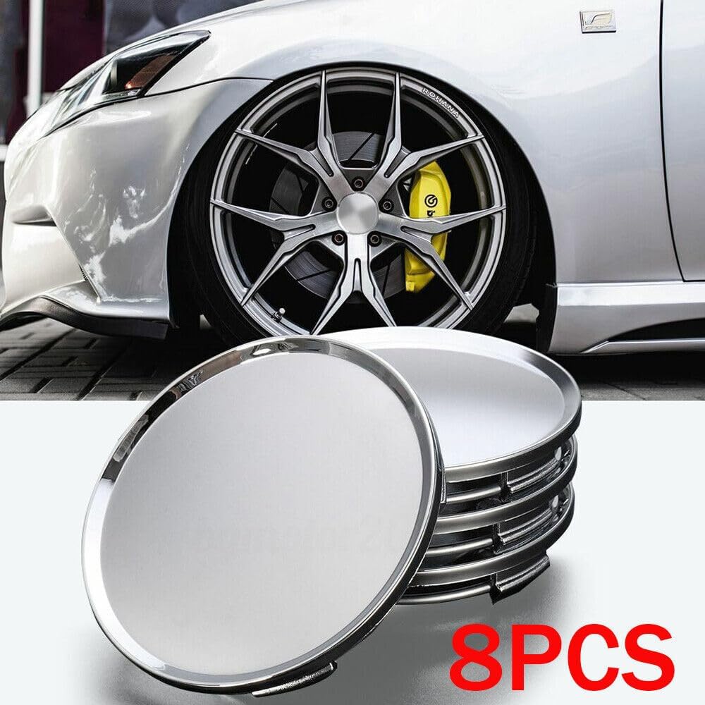 Tapas centrales de rueda de coche cromadas universales de plástico ABS de 8 uds
