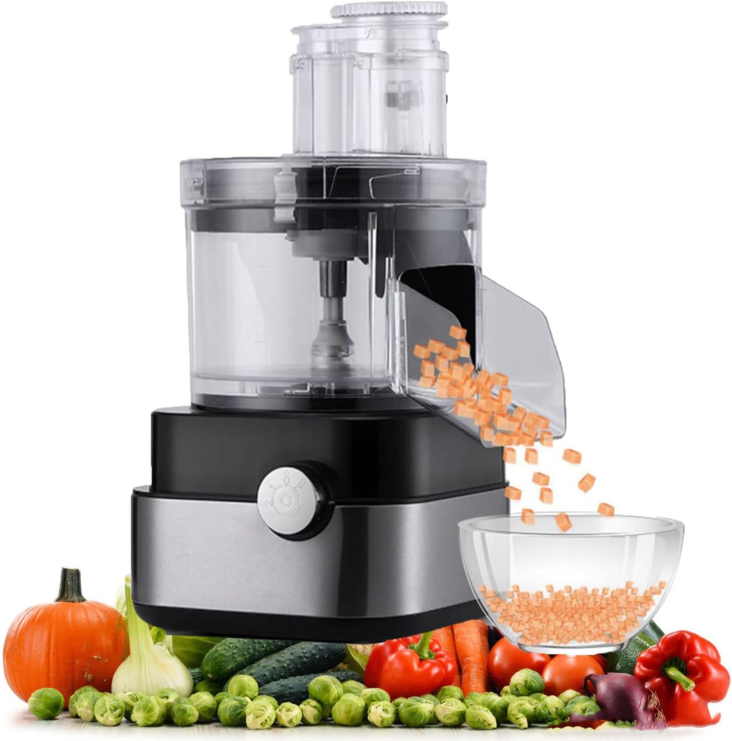 Cortador eléctrico de verduras con rejilla de 5 cubos, capacidad de 169.1 fl oz, cortador de frutas y verduras, zanahoriapapacebolla picadora para