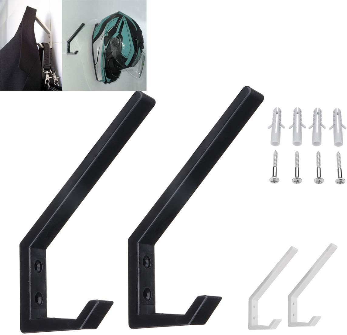 4 soportes para casco, ganchos colgantes de plástico para colgar en la pared, sombrero, guante, zapatero (blanco-4 unidades)