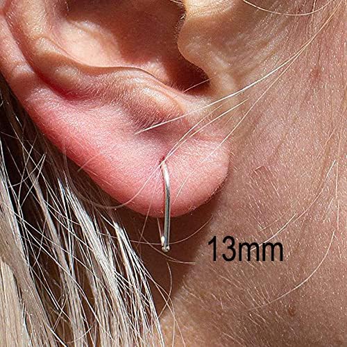 12mm 20 GA 14K Gold Filled Small Upside Down Pull Through Cartilage Huggie Hoop Earring Lightweight Tiny Cuff Earrings for Women (12mm  14K Gold