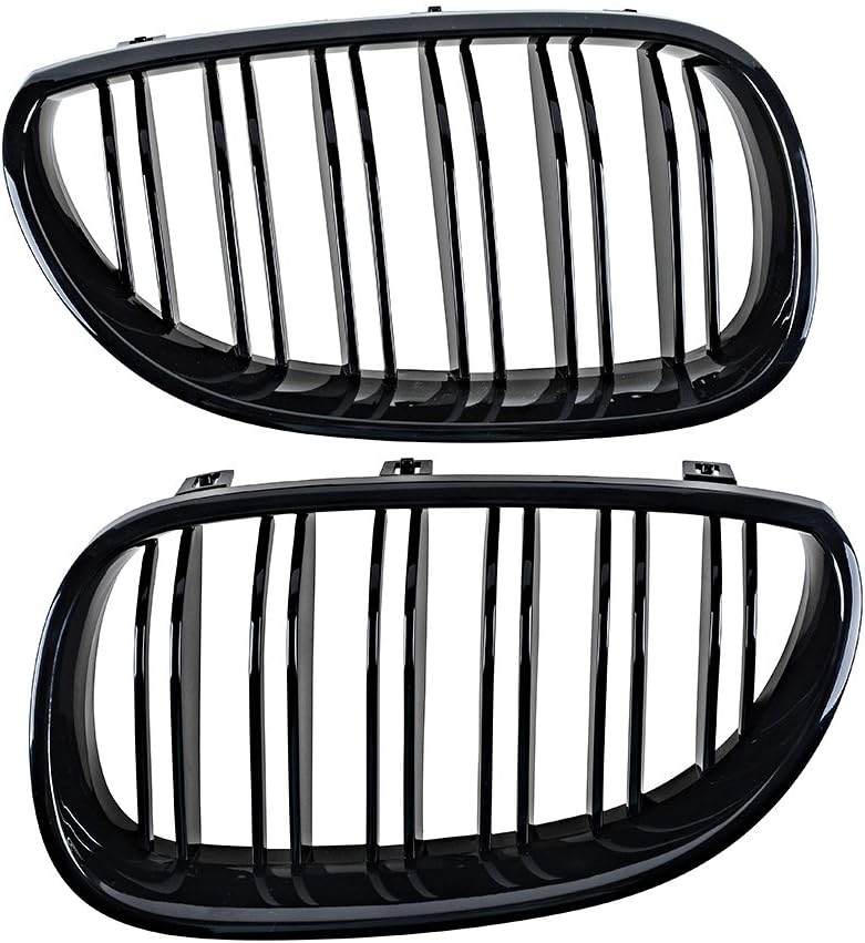 1 par de parrilla de riñón negro brillante compatible con E60 E61 serie 5 ’03-’10