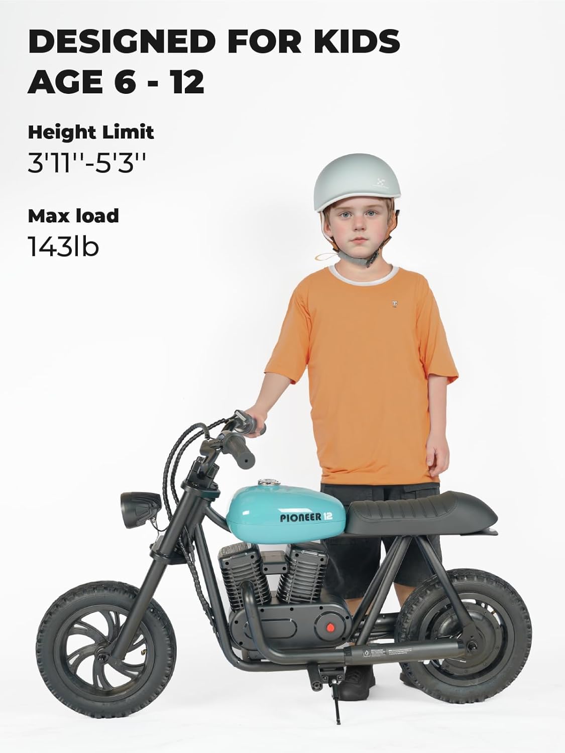Motocicleta eléctrica para niños, gran regalo para niños a partir de 6 años Bicicleta eléctrica Hyper GoGo para niños con luz ambiental colorida,