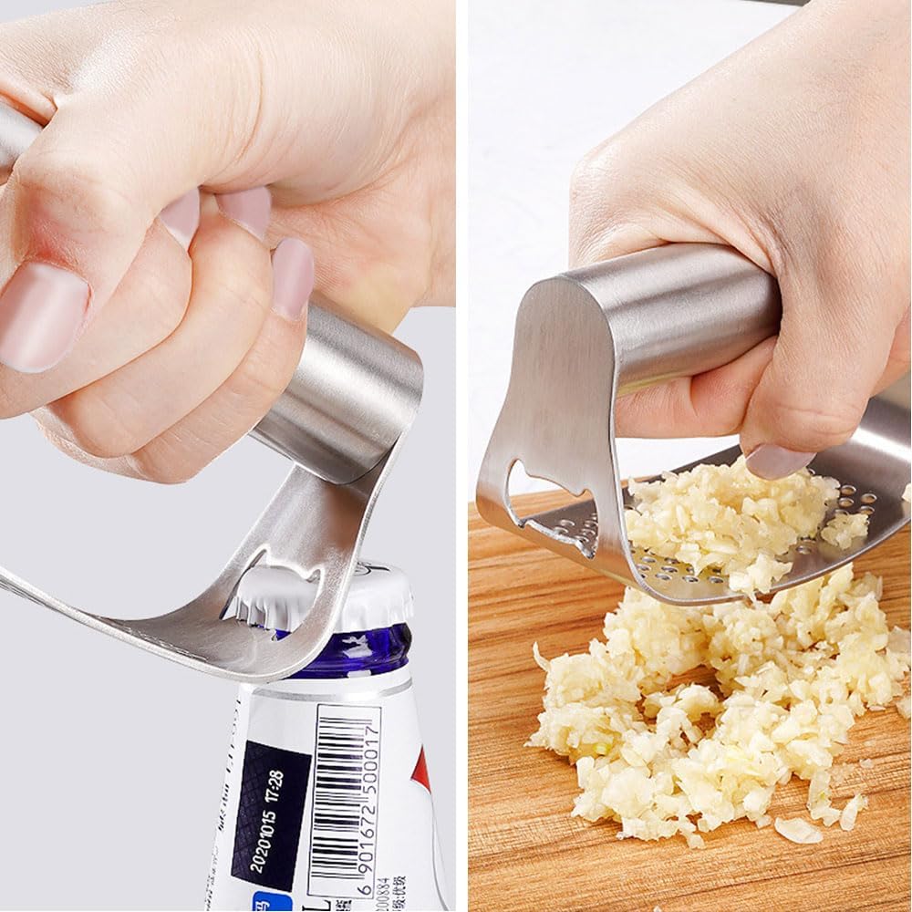 Stainless Steel Garlic Press, 2024 New Garlic Press Rocker Crusher Garlic Masher, Premium Sainless Steel Manual Garlic Presser Crusher Garlic (A)