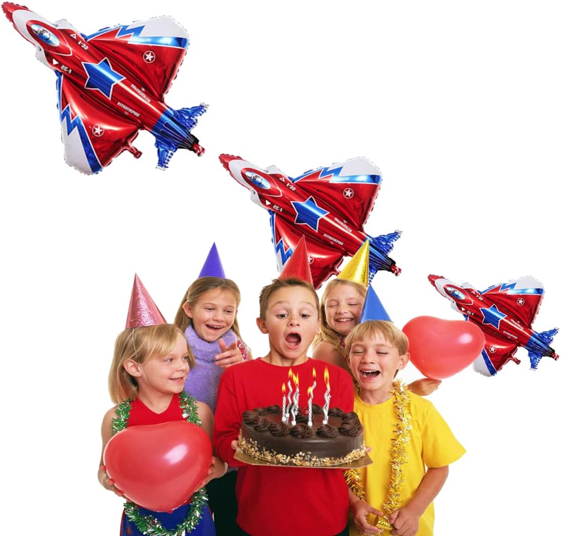 3 globos de avión de caza con dibujos animados para fiesta voladora de cumpleaños, globos de aluminio para decoración de globos de avión, juguete