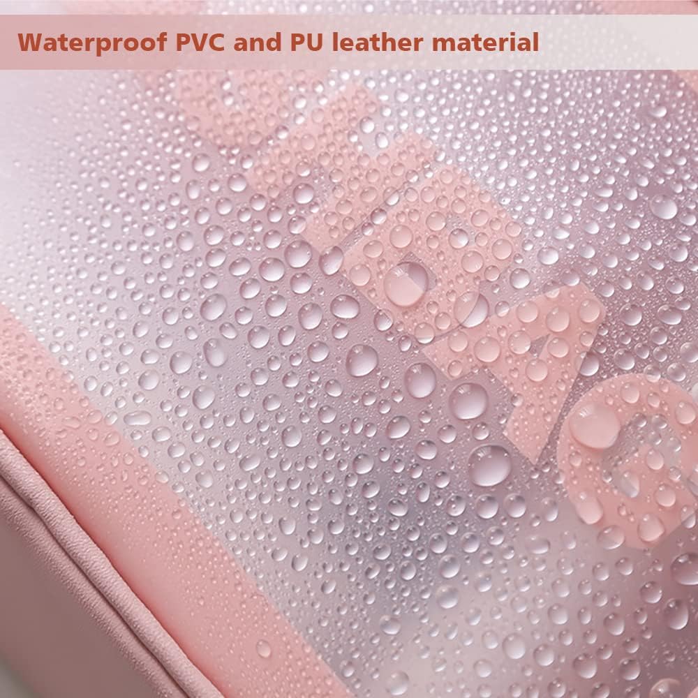 DAPOWER Neceser de viaje para mujeres y hombres, bolsa de ducha translúcida mate con asa práctica, bolsa organizadora de cosméticos de maquillaje