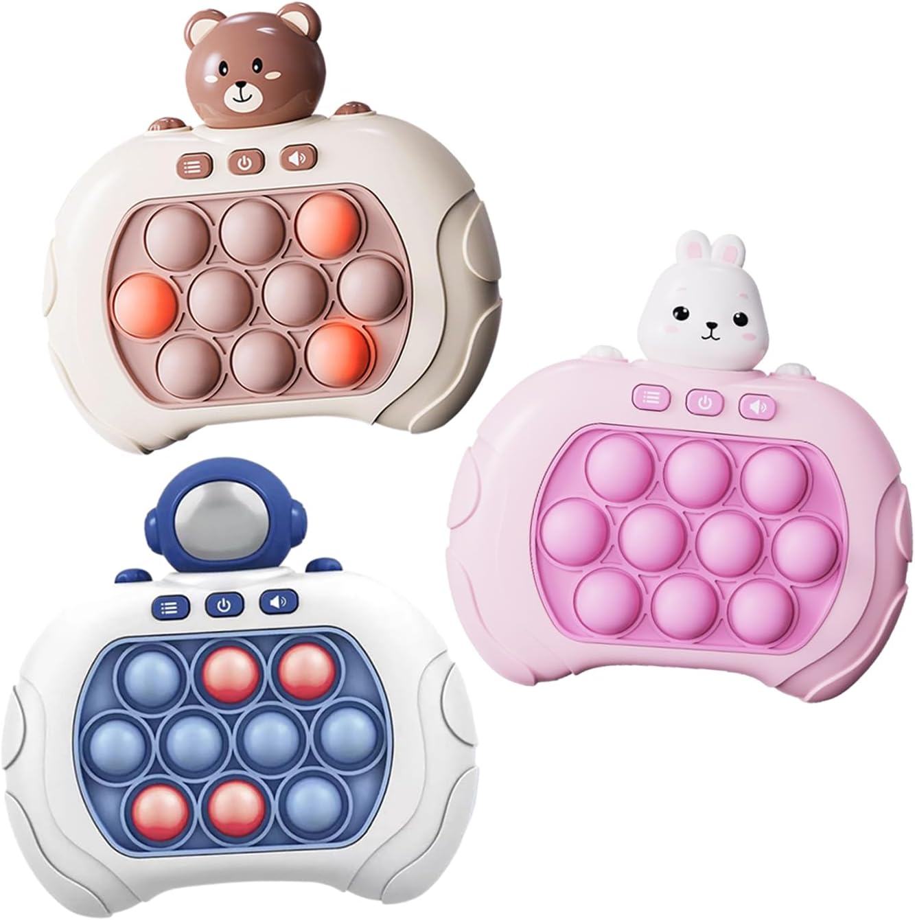 UMESEE Consola de mano, juego de burbujas de empuje rápido para niños y adultos, juego de burbujas con luz para niños, niñas y adolescentes (3