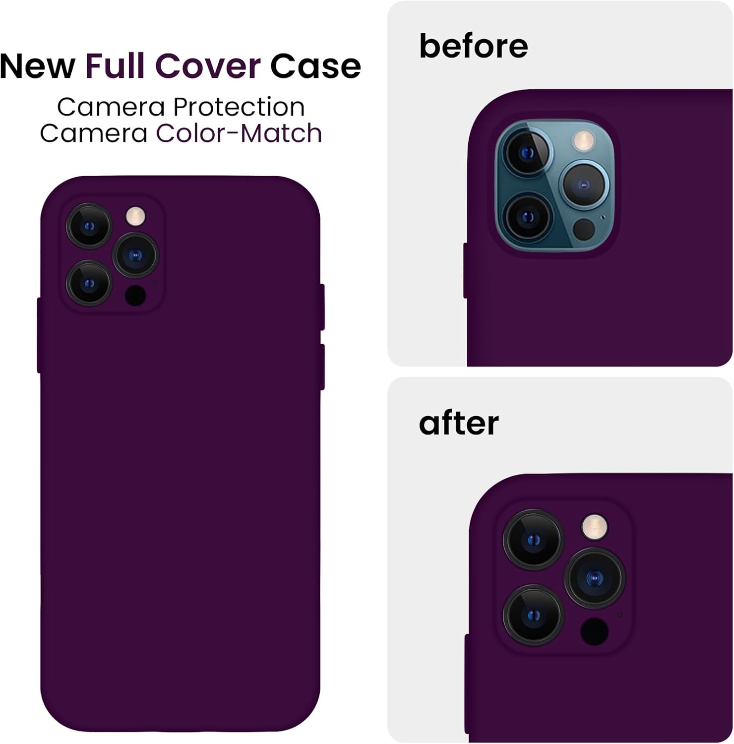FireNova Funda para iPhone 13 Pro, funda de silicona mejorada protección de cámara con 2 protectores de pantalla, forro interior de microfibra suave