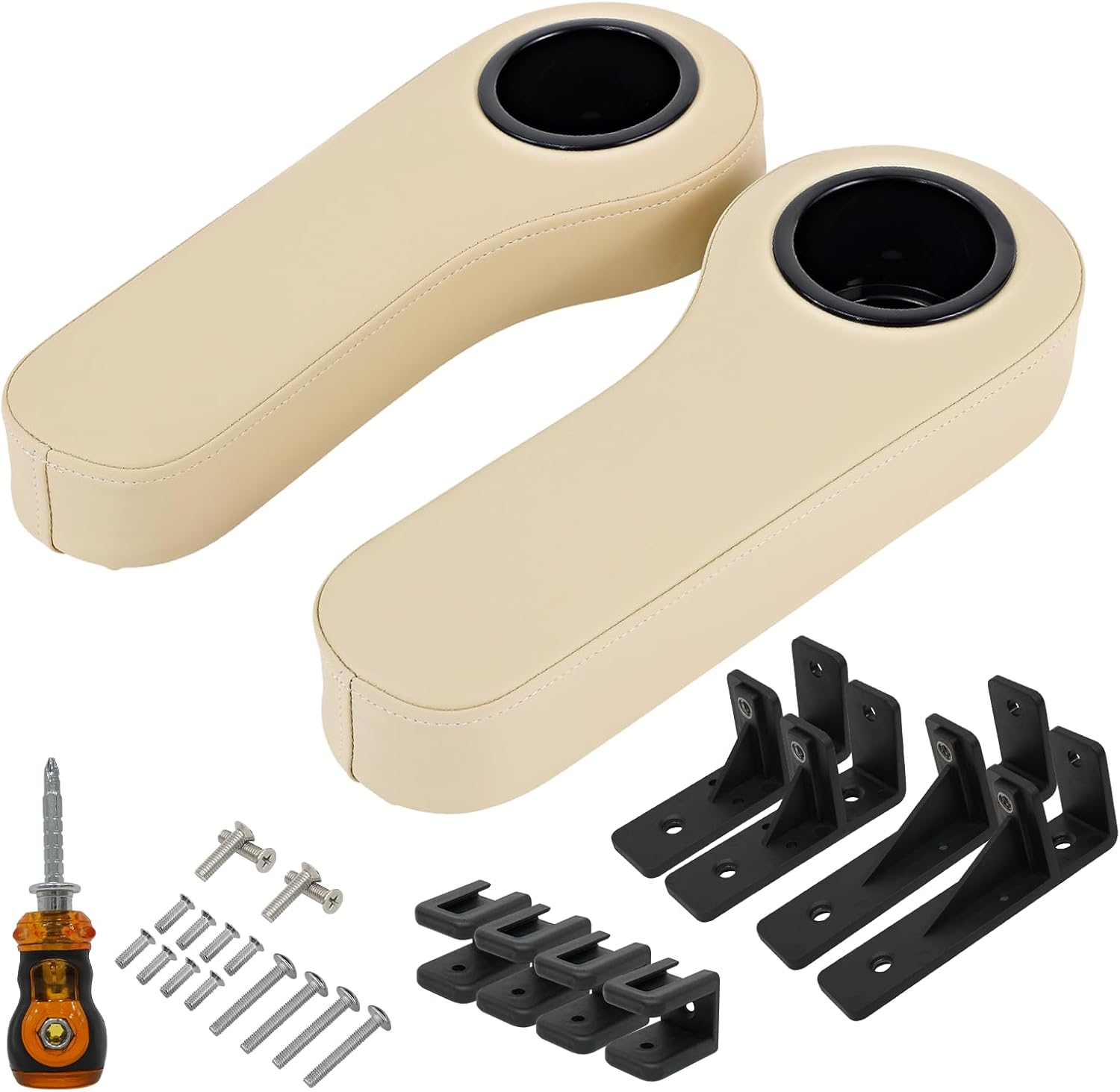 Reposabrazos de carrito de golf con portavasos para EZGO Club Car Yamaha, no requiere taladrar, kits de reposabrazos para asiento trasero con marco