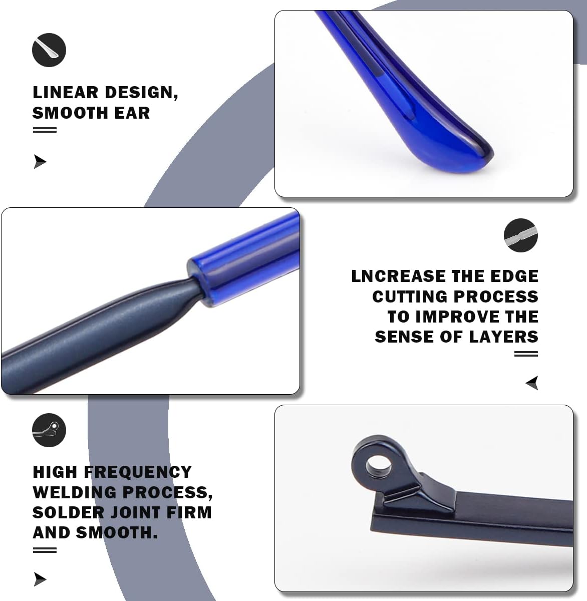 1 par de brazo de repuesto de lentes de metal, reemplazo universal de lentes de sol para lentes de sol de metal fino, lentes de sol (azul)