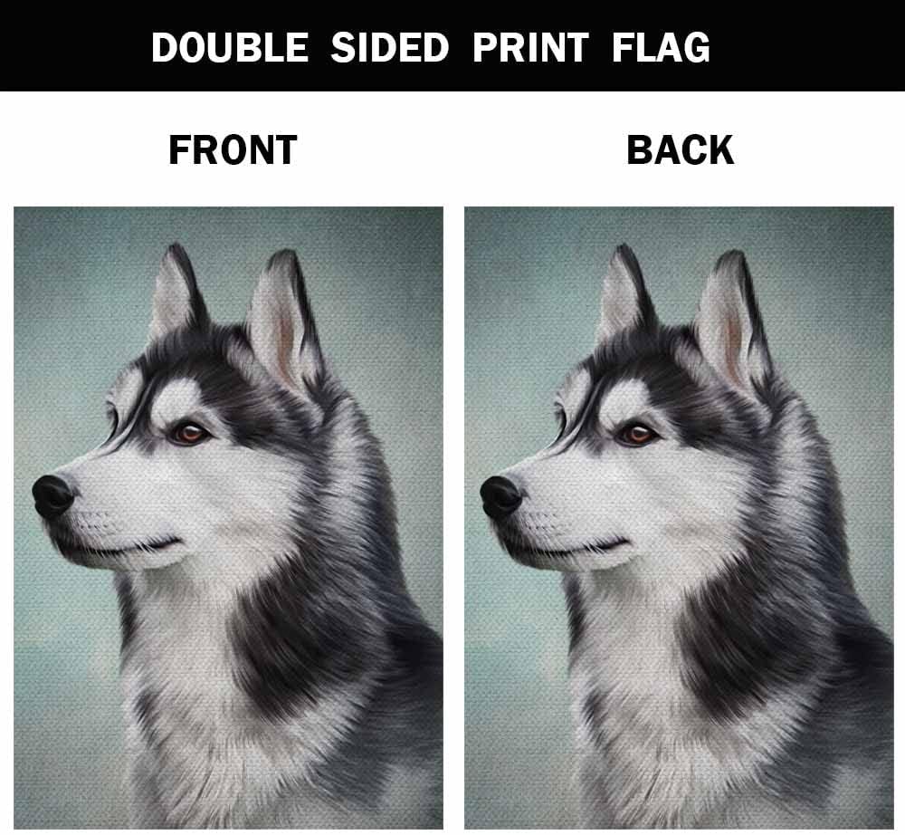 AOYEGO Bandera de casa de perro de Husky siberiano de 28 x 40 pulgadas, grande, vertical, de doble cara, pintura al óleo, decoración exterior de
