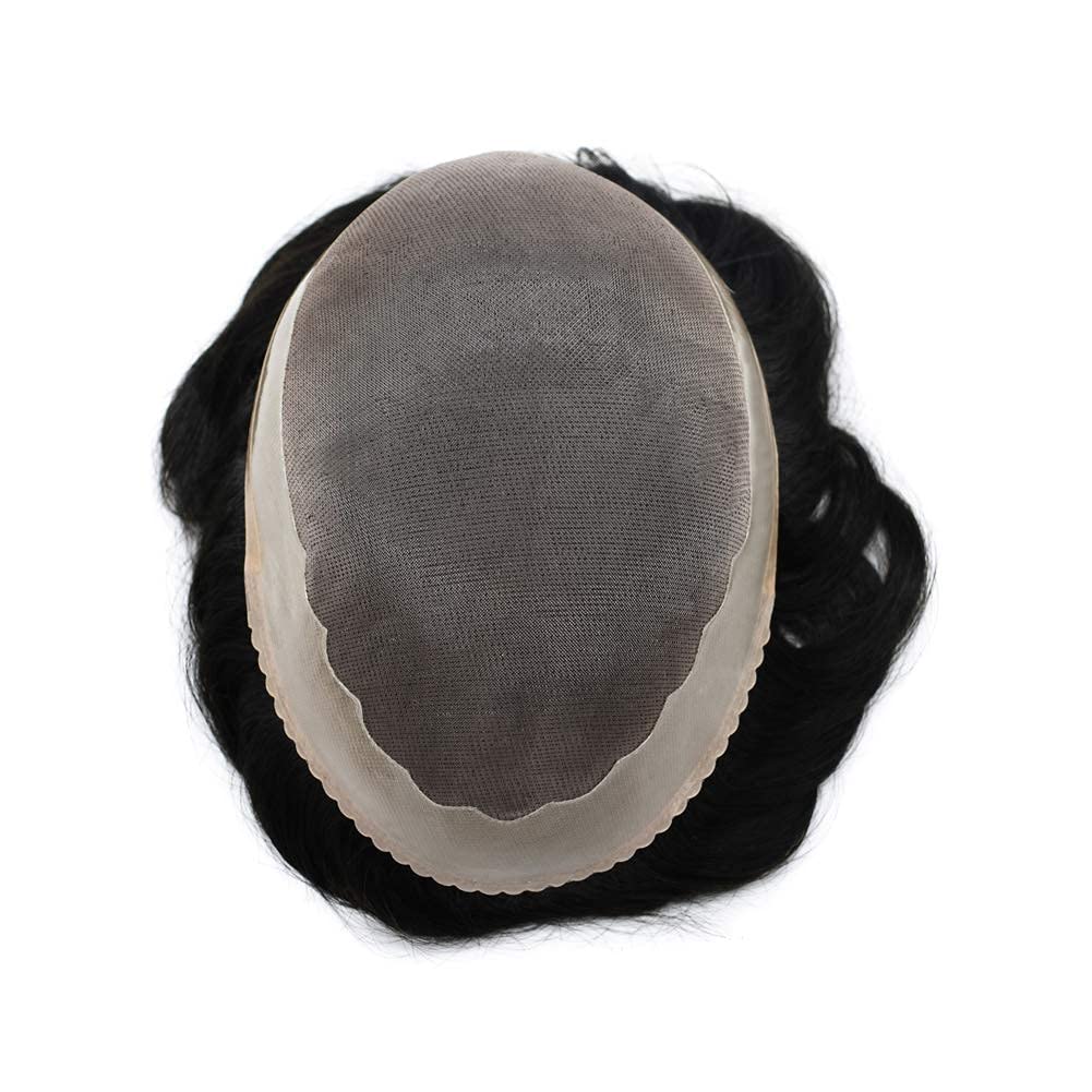 Toupee para hombres Sistema de reemplazo de piezas de cabello humano fino mono invisible para hombre Toupee sistema de pelo para hombres postizos