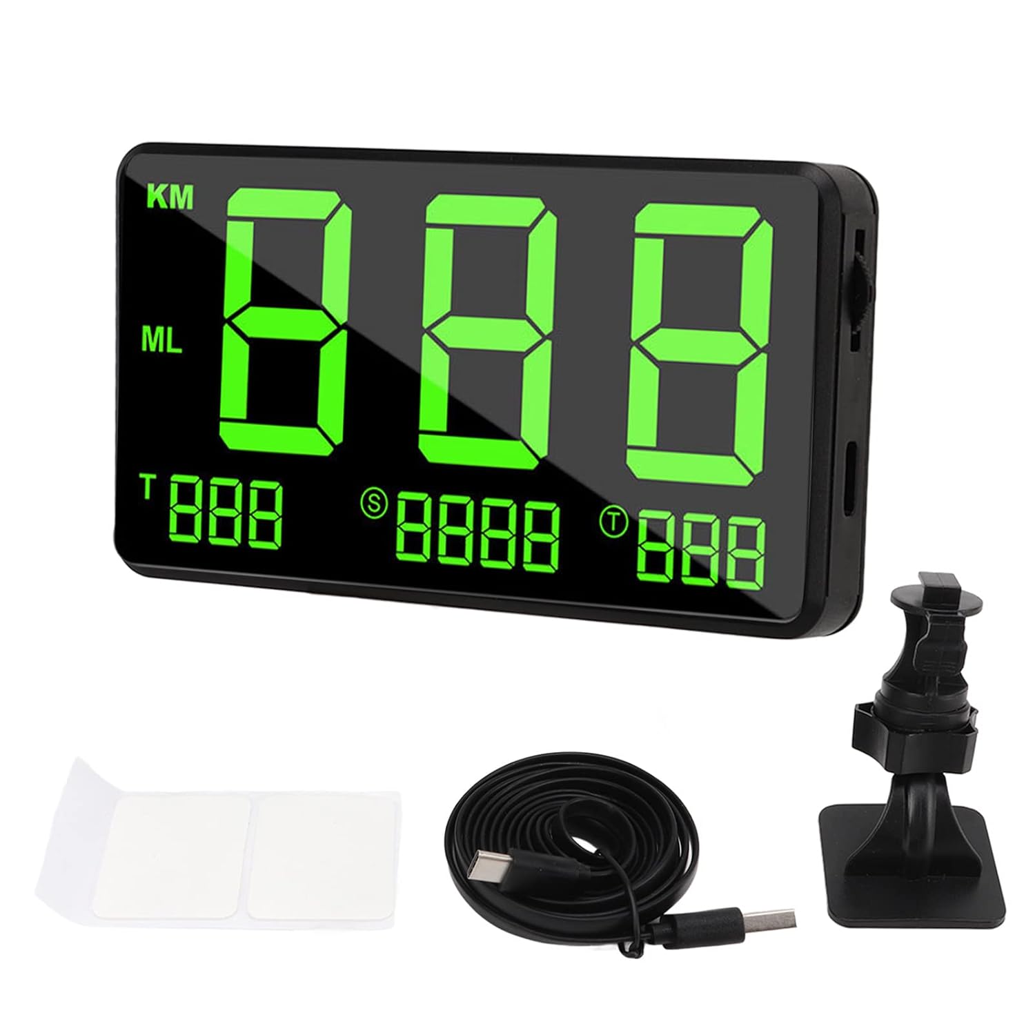 Pantalla frontal para automóvil HUD Pantalla superior Velocímetro de luz verde con velocidad Fatiga Advertencia de conducción sobre velocidad