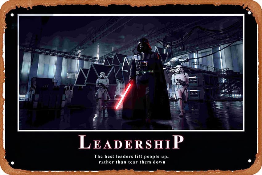 Póster de Darth Vader “Leadership”, letrero de metal vintage de 12 x 8 pulgadas, póster de cafetería, bar, oficina, letrero de metal vintage,