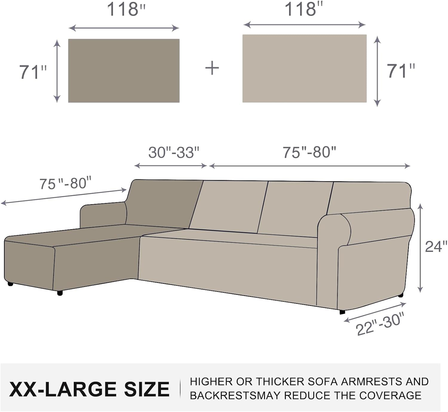 HOMERILLA Fundas de sofá modular para sofá modular en forma de L, 2 piezas, fundas de sofá para mascotas y perros, protector de muebles (blanco, XXL)