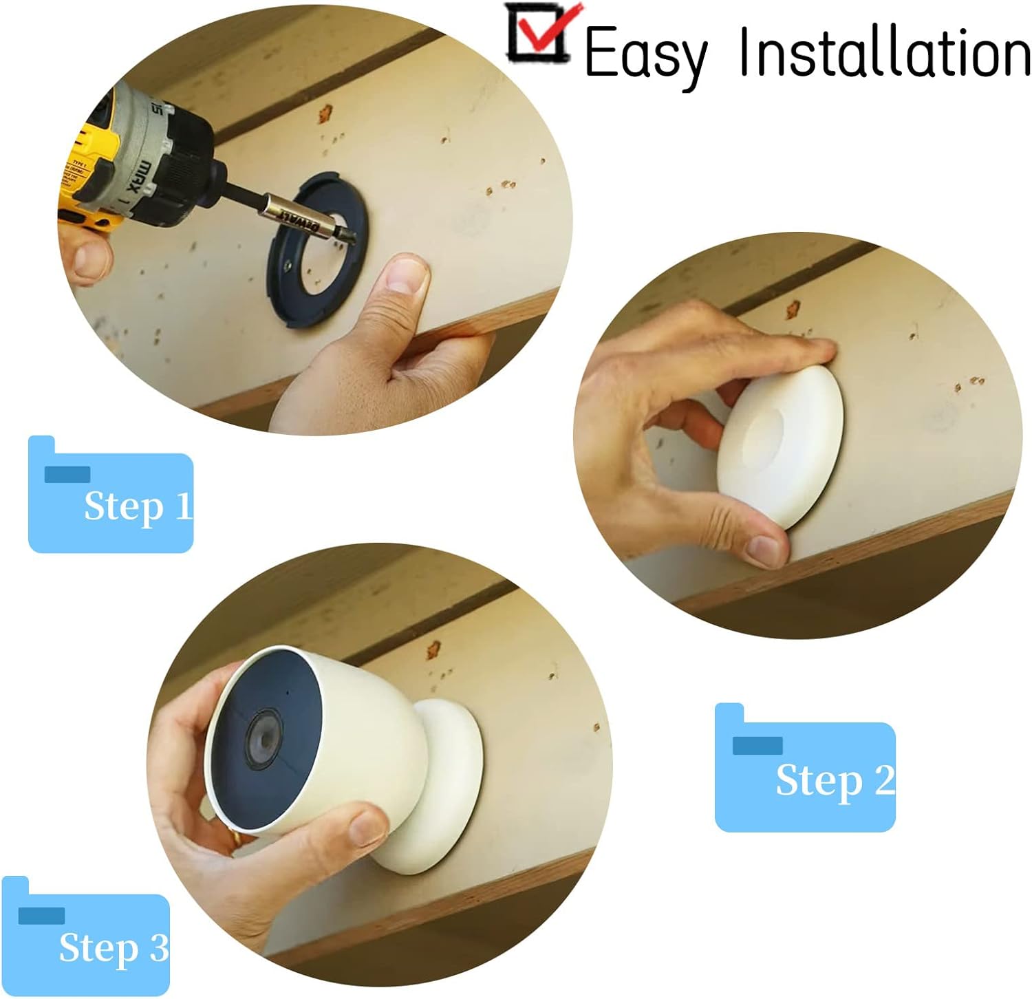 TEYOUYI Placa de montaje para cámara Google Nest, pieza de repuesto para cámara Nest Cam al aire libre (batería), collar de bloqueo, accesorio para