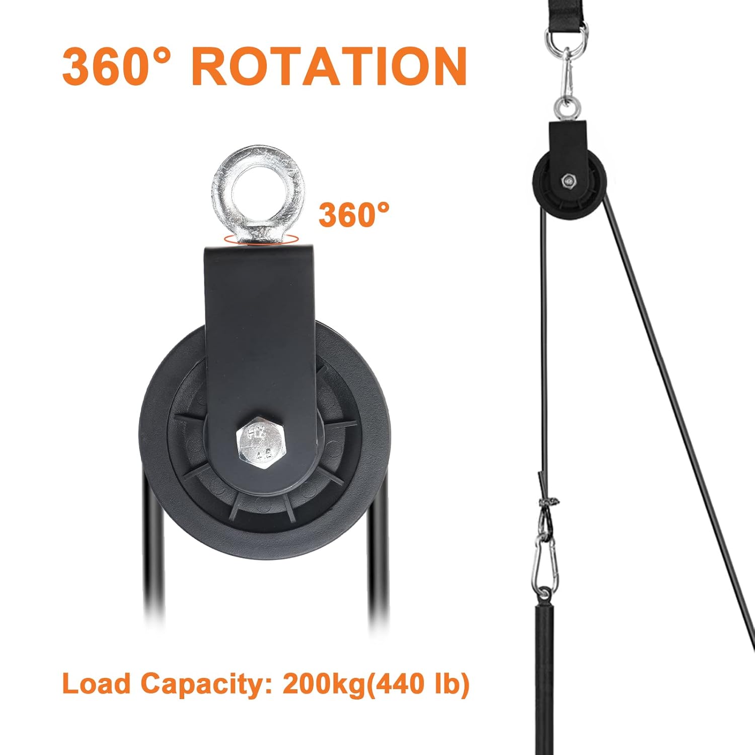 Patioer Paquete de 4 poleas de cable de 3.54 pulgadas3.543 in, rueda de polea silenciosa de nailon para gimnasio, rueda de tracción de rotación de