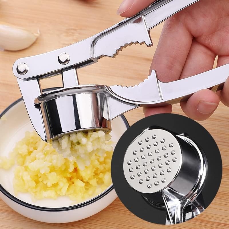 3 en 1 Multifuncional Acero Inoxidable Prensa de Ajo de Acero Inoxidable Trituradora de Ajo Abrebotellas Abrebotellas para uso en la cocina en