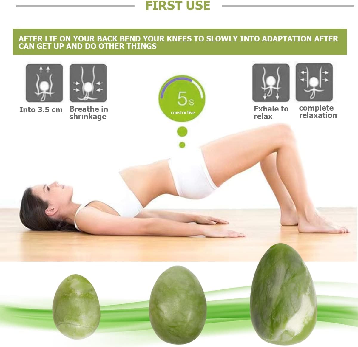 FERCAISH Juego de piedras de masaje de huevos, 3 piezas de piedra natural de masaje, bolas de liberación de ejercicio para el estrés para mujeres
