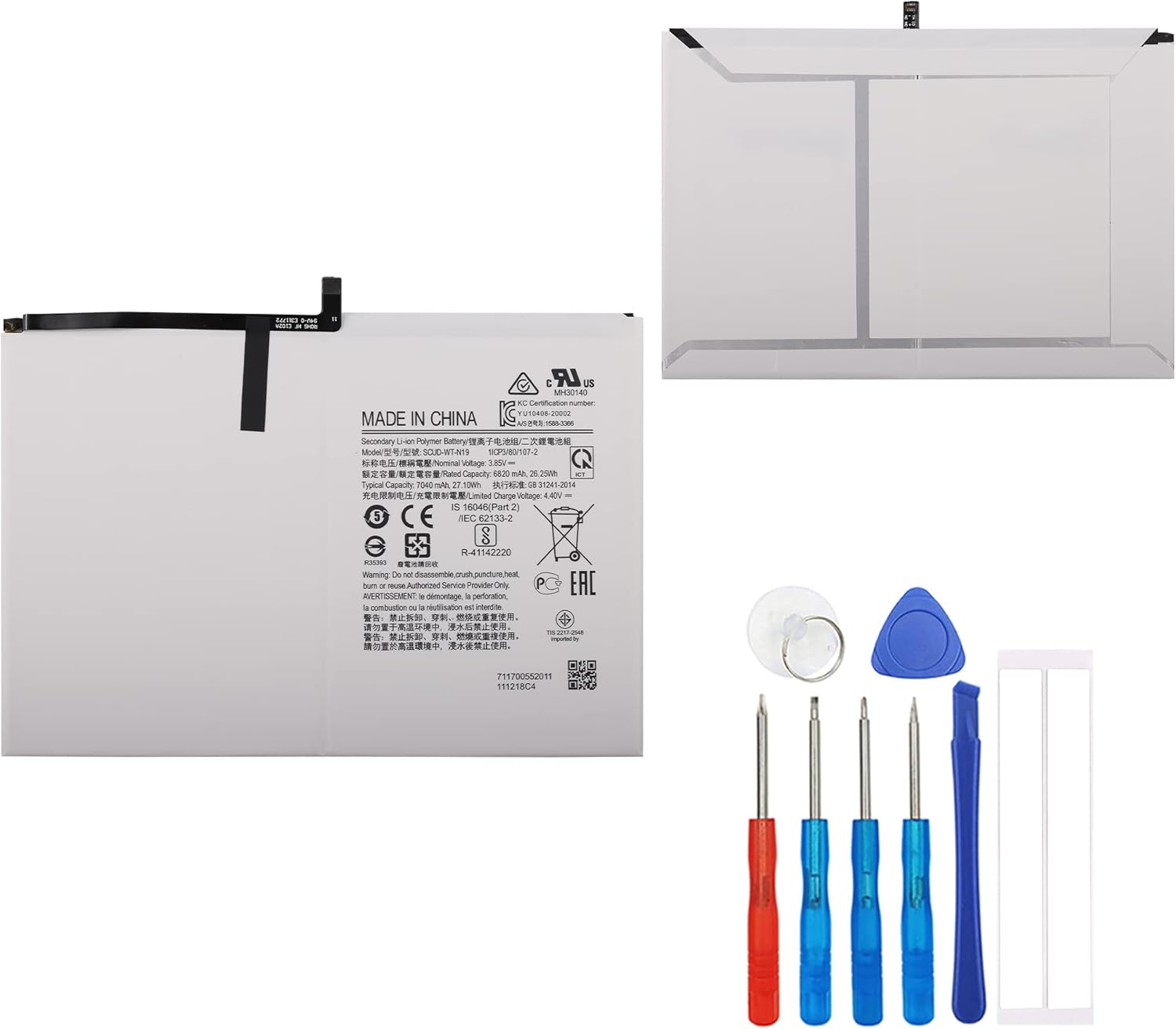 Batería de repuesto SCUD-WT-N19 compatible con Samsung Galaxy Tab A7 10.4 2020 SM-T500 T505 con kit de herramientas de reparación