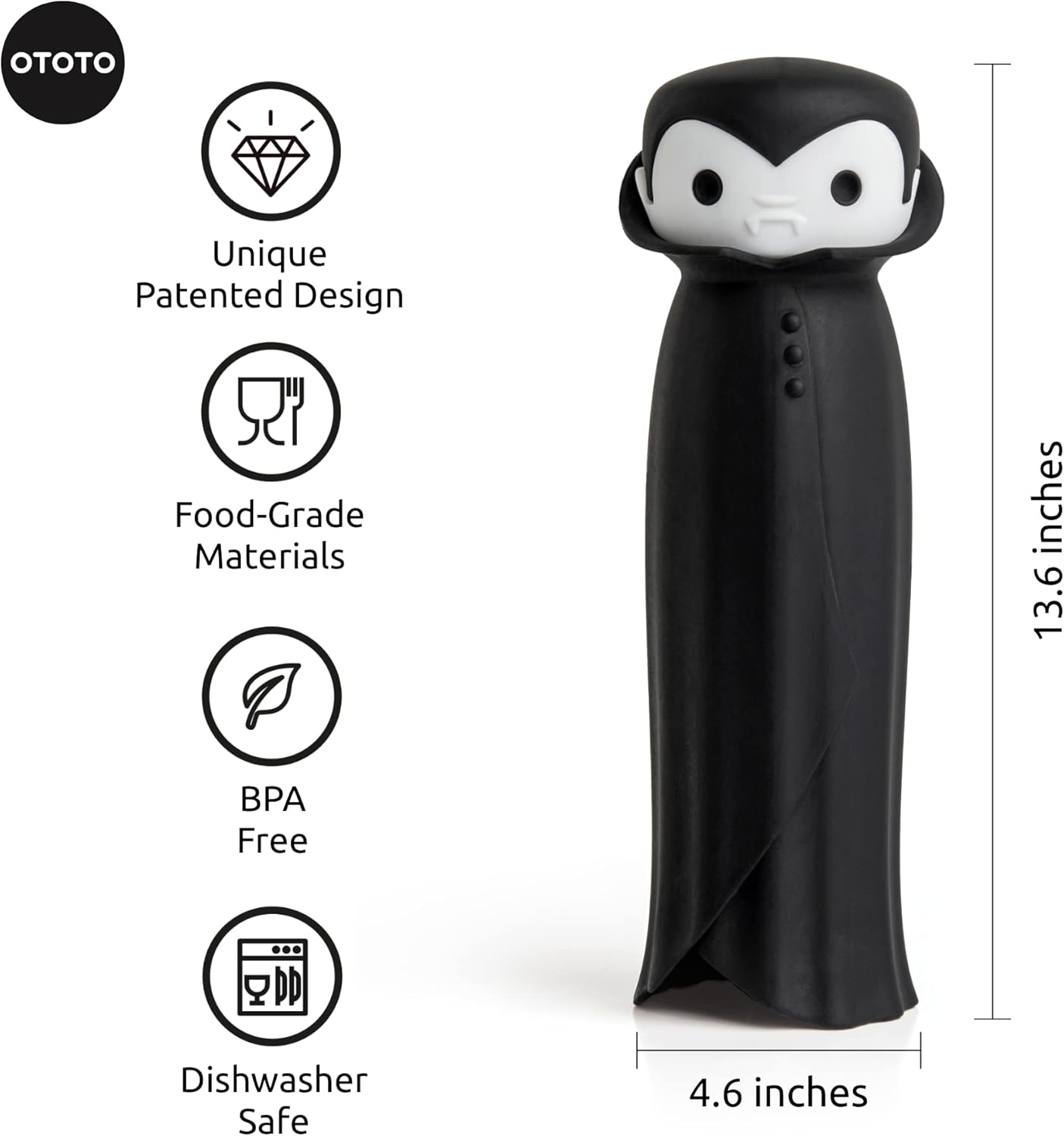 OTOTO Drac N’ Roll Vampire – Rodillo de ajo, tubo pelador de ajo de silicona, rodillo de tubo de silicona para Halloween, accesorio de cocina para