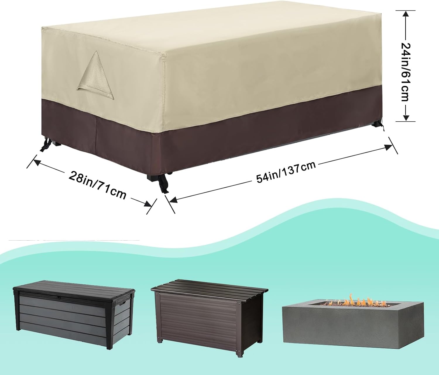 ABCCANOPY Cubierta para caja de patio, impermeable y a prueba de polvo, protección de invierno, cubierta universal para muebles de 54 x 28 x 24