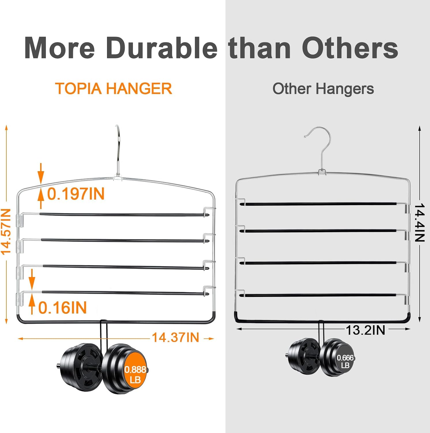 TOPIA HANGER Perchas para pantalones, paquete de 3 perchas que ahorran espacio, antideslizantes, de 5 niveles, con brazo oscilante, para ahorrar