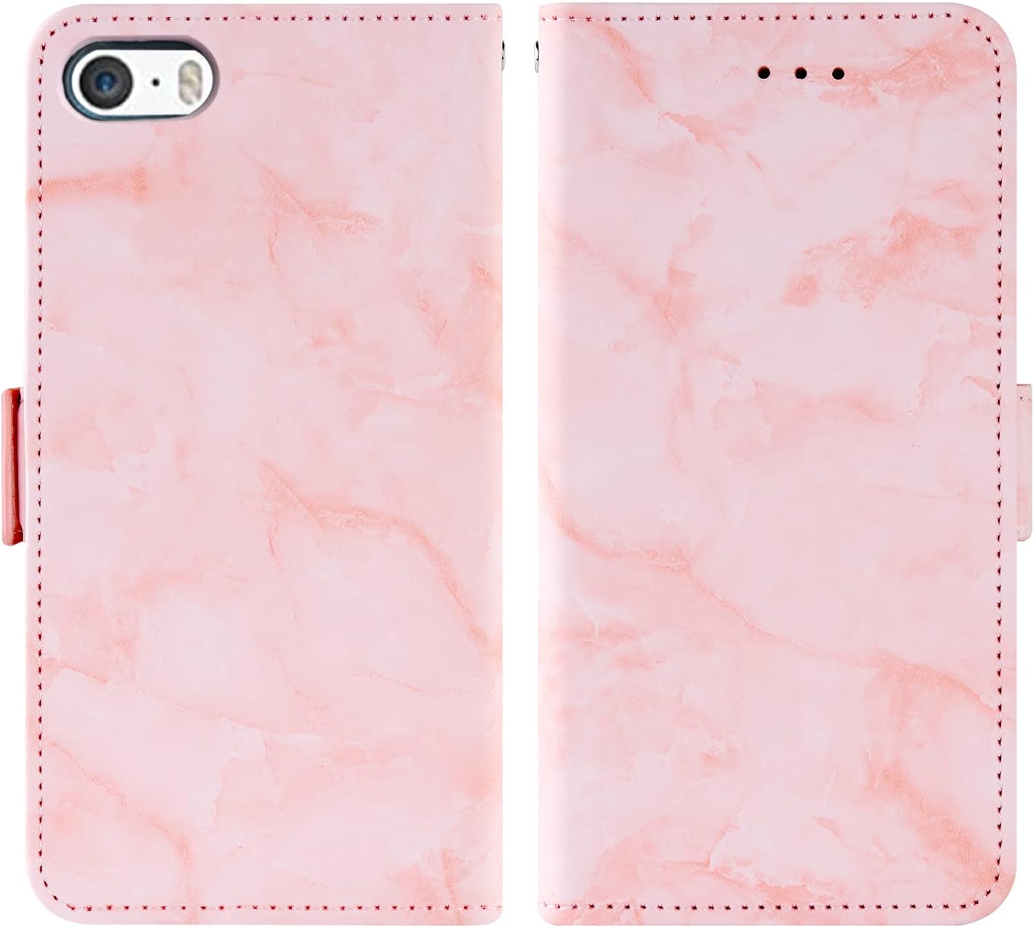 Asuwish Funda compatible con iPhone 5S 5 SE 2016 5SE y protector de pantalla de vidrio templado, tarjetero con función atril de mármol para iPhone