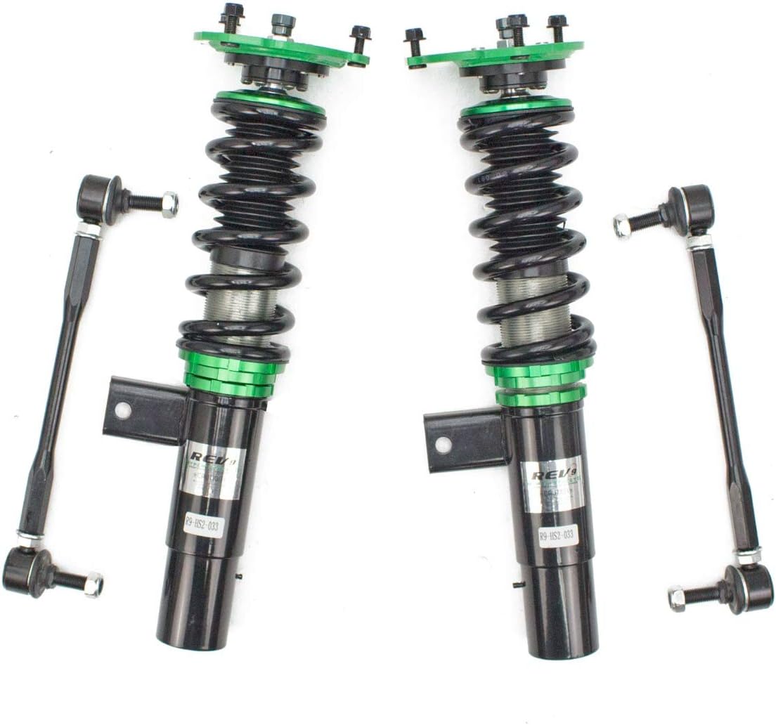 Rev9 R9-HS2-033_6 Hyper-Street II Kit de bajada de suspensión de coilover de amortiguador, amortiguador mono-tubo con ajuste de rebote de 32 clics,