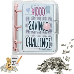 Carpeta de desafío de ahorro de 1000 unidades, carpeta de ahorro de dinero, libro de desafíos de ahorro de efectivo con sobres, cuaderno de desafío Carpeta de desafío de ahorro de 1000 unidades, carpeta de ahorro de dinero, libro de desafíos de ahorro de efectivo con sobres, cuaderno de desafío