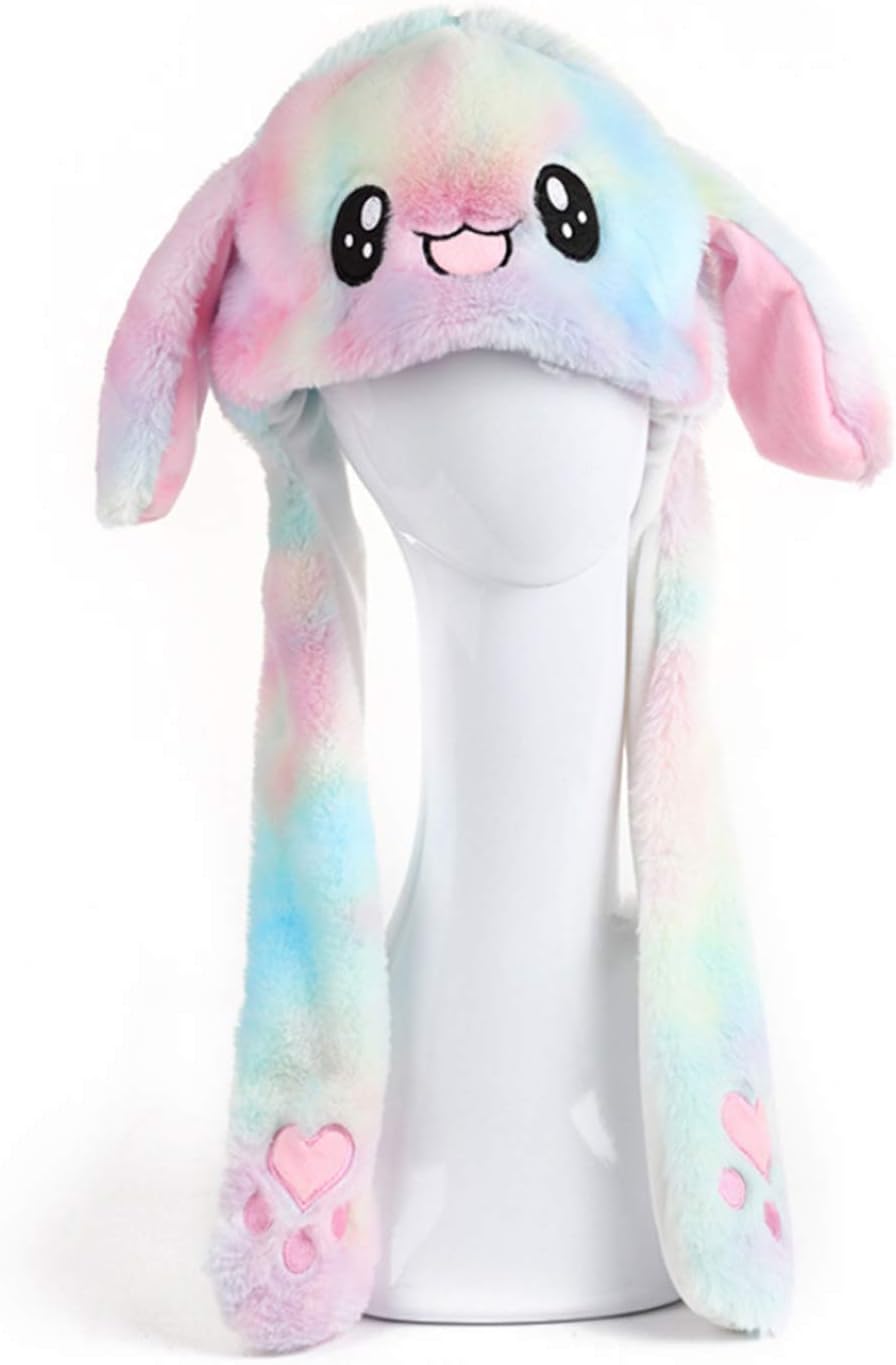 Lindo sombrero de conejo de peluche con diseño de conejo, sombrero de salto con orejas para mujeres y niñas, cosplay, fiesta de Navidad, sombrero de