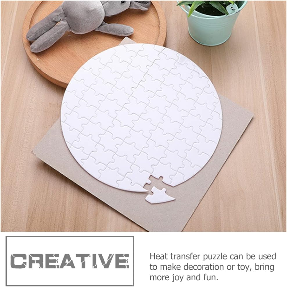 SEWACC Rompecabezas de sublimación en blanco de 4 piezas con forma redonda en blanco, rompecabezas de impresión de transferencia de calor para