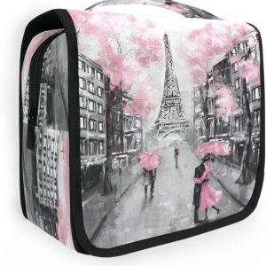 DEHOZO Bolsa de aseo colgante, Francia París, Torre Eiffel, arte de acuarela, hojas, palmeras, árbol, bolsa de maquillaje portátil, organizador de DEHOZO Bolsa de aseo colgante, Francia París, Torre Eiffel, arte de acuarela, hojas, palmeras, árbol, bolsa de maquillaje portátil, organizador de