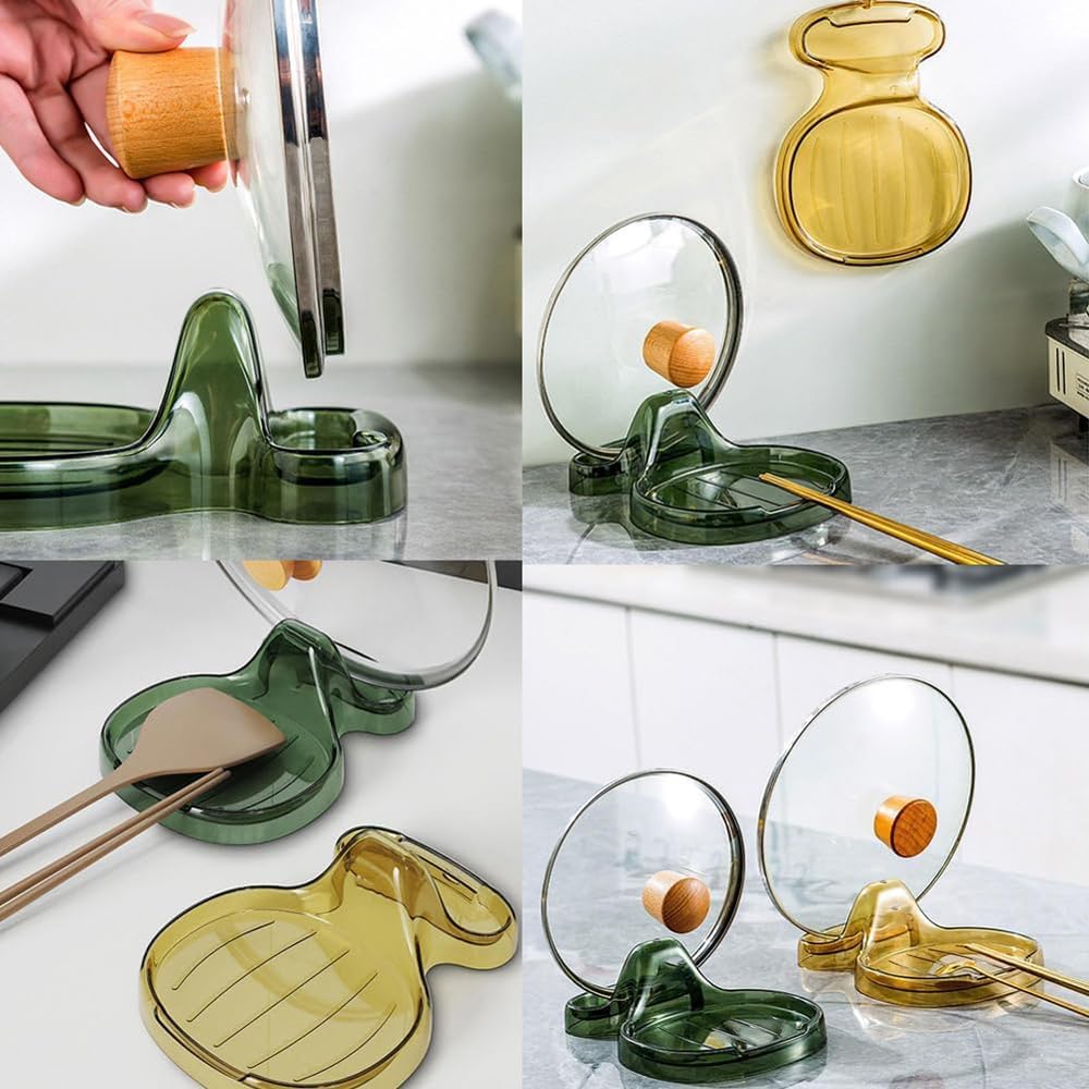 Estante multifunción para espátulas de cocina, soporte para cucharas con soporte para tapa, soporte para espátulas de cocina multifunción 2023,