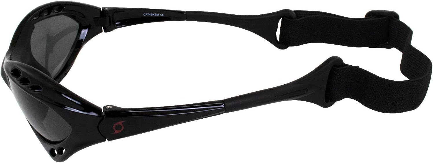Gafas flotantes polarizadas para moto acuática de categoría 4, juego de 2 unidades, marcos acolchados negros con lentes de espejo ahumado y azul