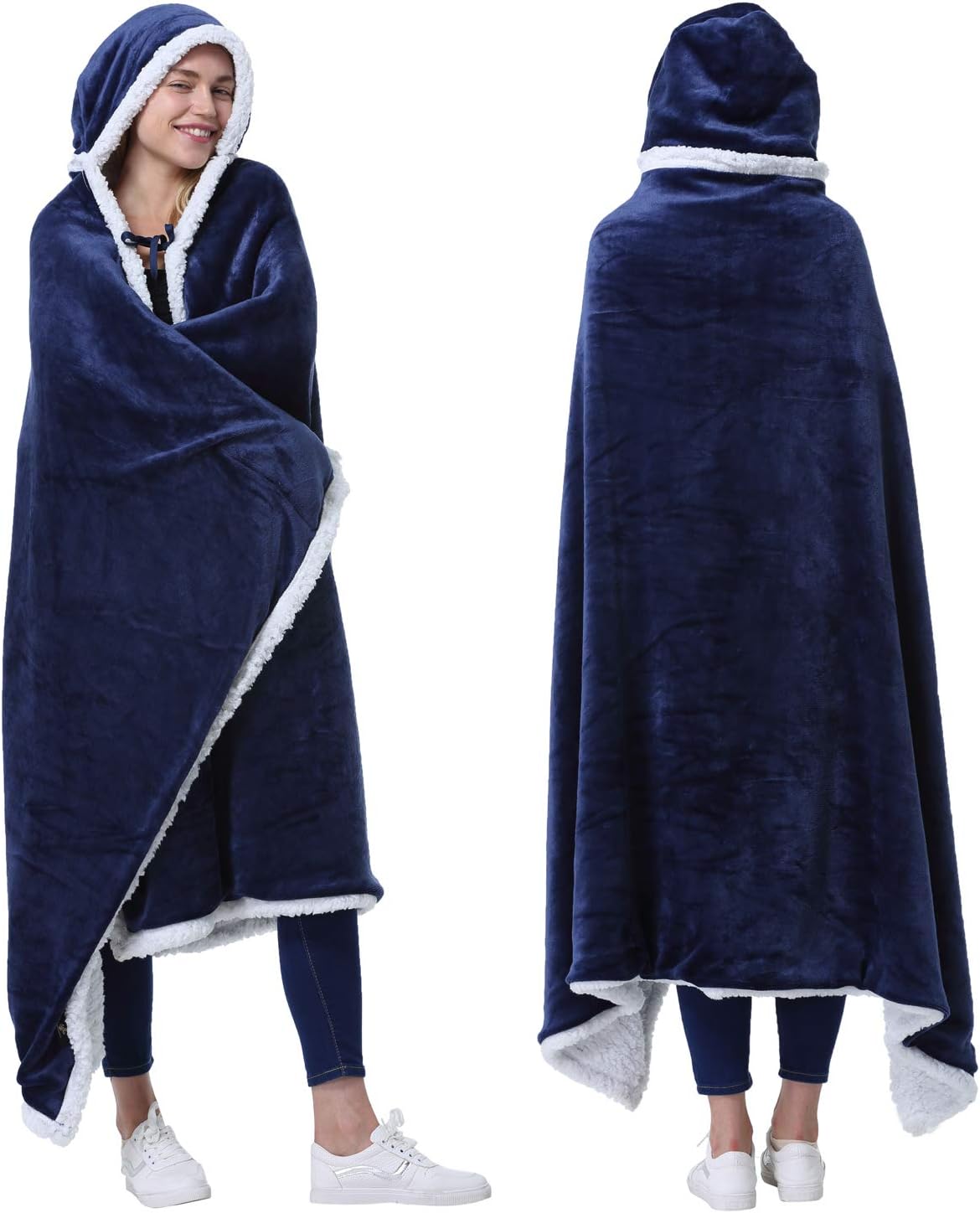 Catalonia – Poncho con capucha manta ponible con bolsillos para las manos, cómoda capa de forro polar Sherpa para niños y adultos, regalo para