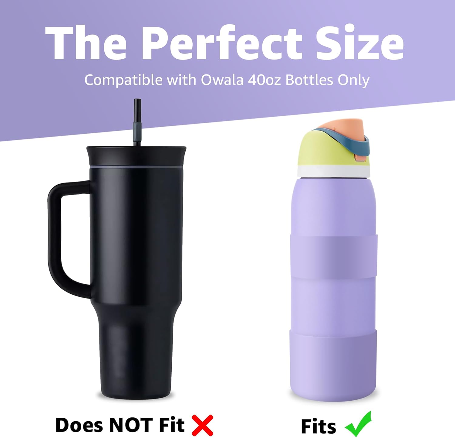 Jmoe USA Funda de silicona para bota + agarre de mano para botella de agua Owala de 40 onzas, sin BPA y goma de silicona de grado alimenticio,