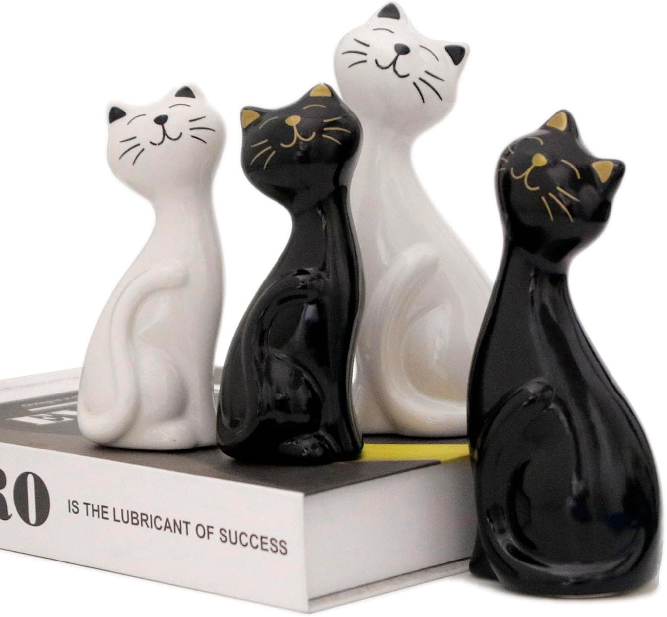 Wisifayardin 2 figuras y estatuas de gato negro para decoración del hogar, figura de gato negro para amantes de los gatos