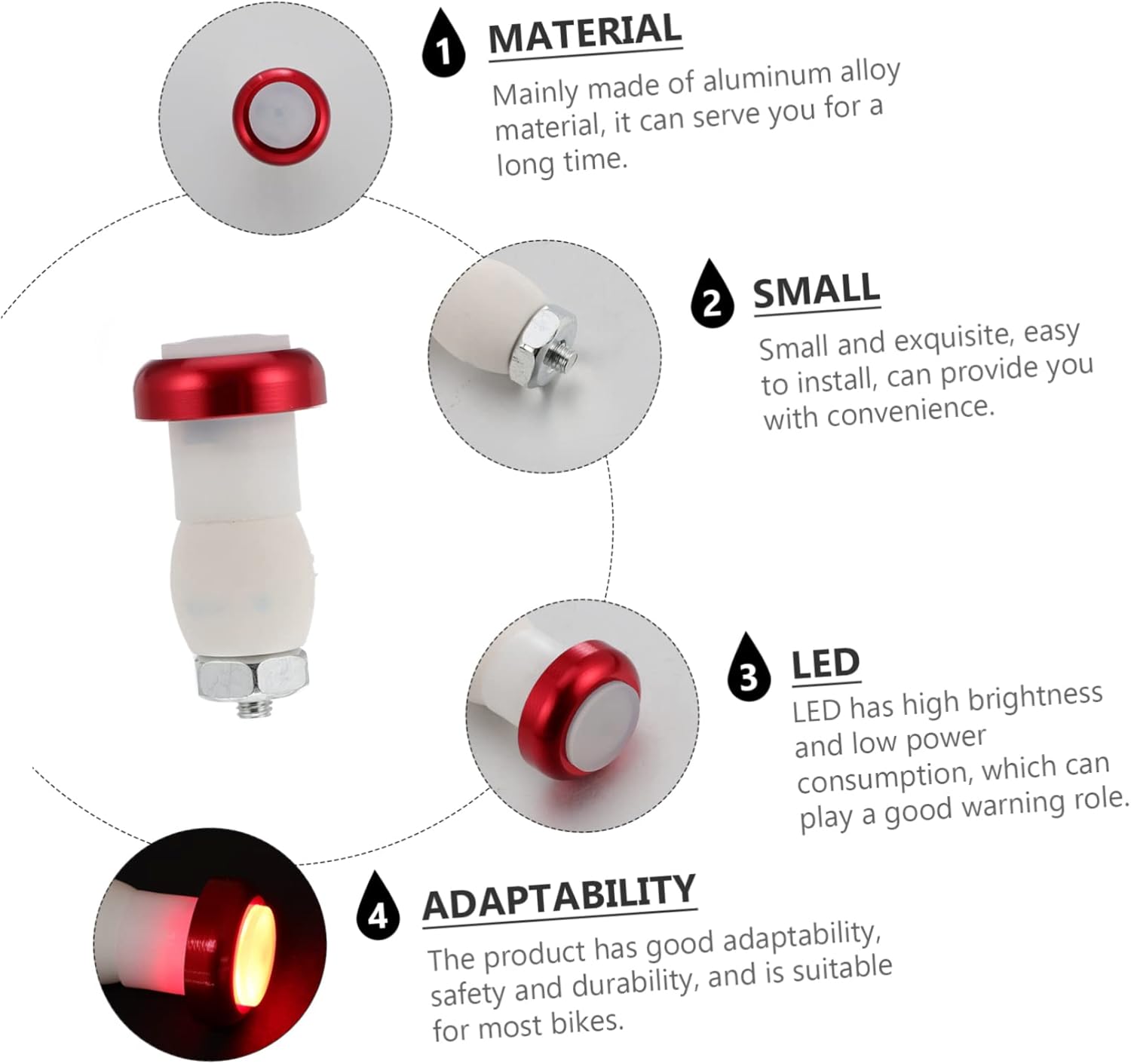 YARNOW 4 luces para manillar de bicicleta, luz de giro de seguridad, luz de giro para manillar de bicicleta, luz de señal de giro para bicicleta,