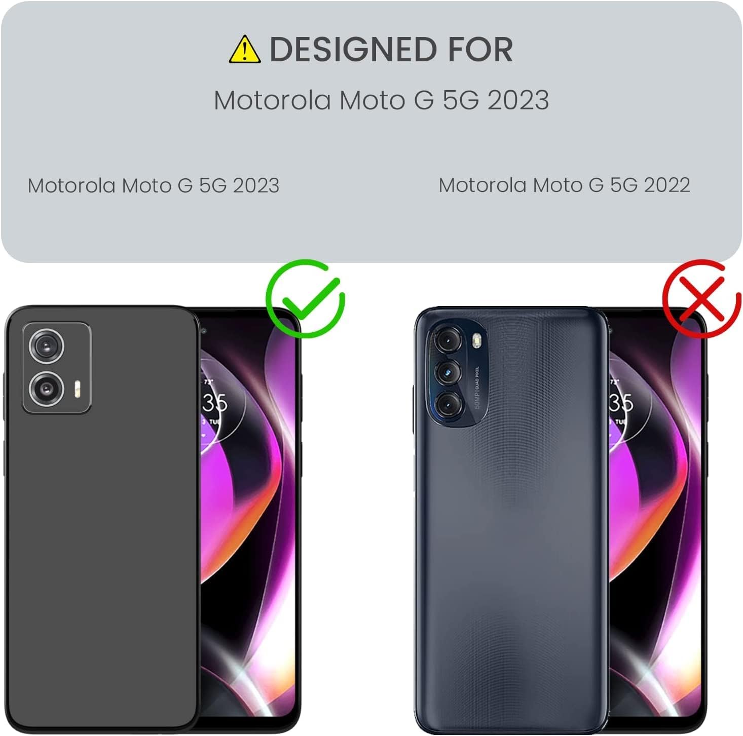 WDHD Funda compatible con Motorola Moto G 5G (2023) con protector de pantalla de vidrio templado (cobertura máxima), protección de cuerpo completo
