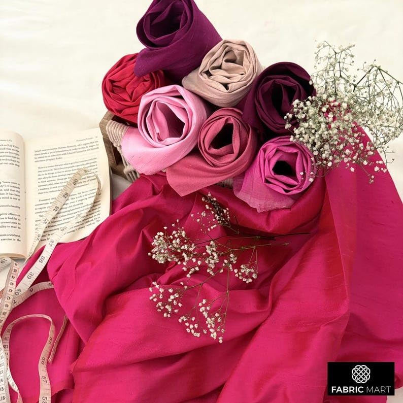 Tela de seda 100% pura rosa claro por The Yard, 41 pulgadas o 40.9 in de ancho, 1 yarda continua tela de seda rosa, tela de tapicería de vestido de