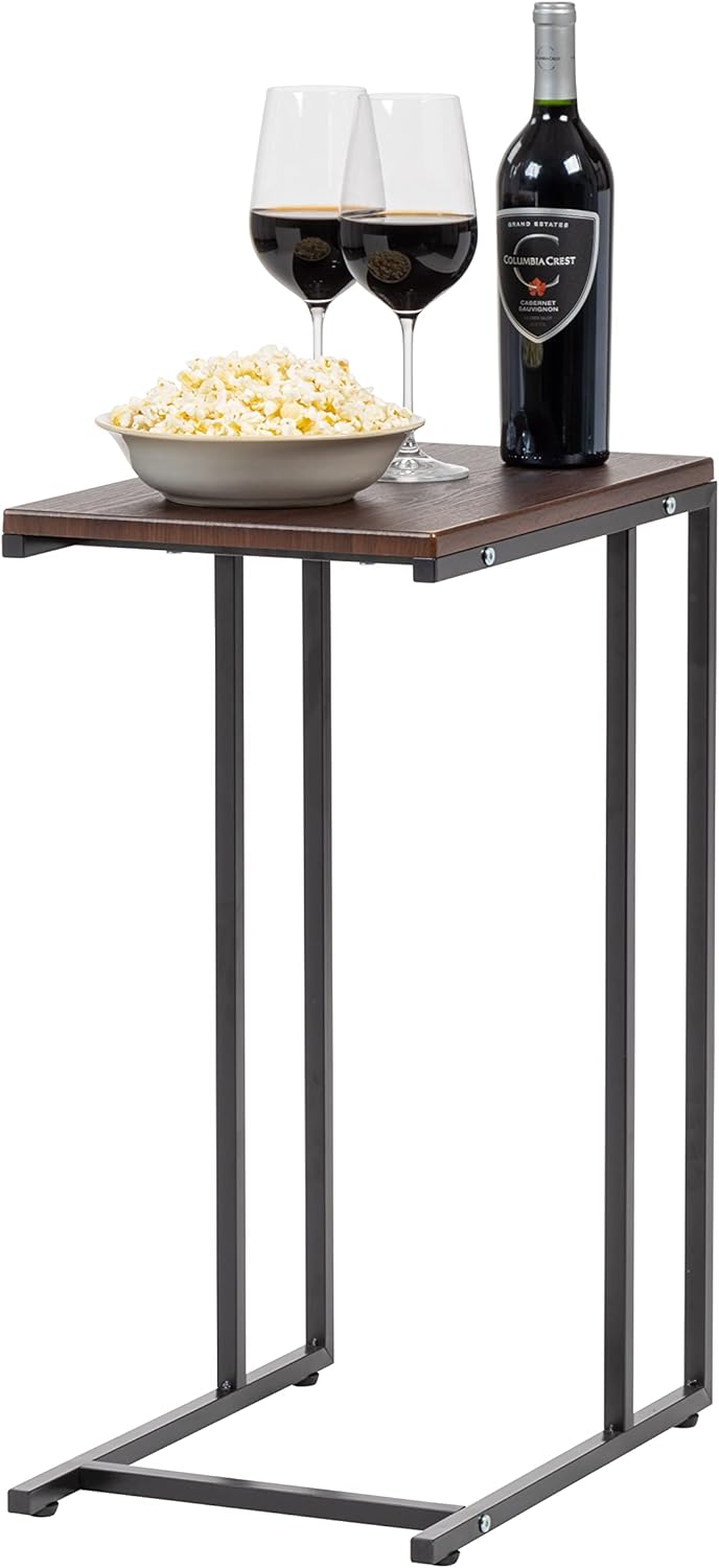 IRIS Mesa auxiliar con marco de madera y metal de Estados Unidos, mesa auxiliar para sofá, refrigerio de café, mesita de noche para dormitorio,