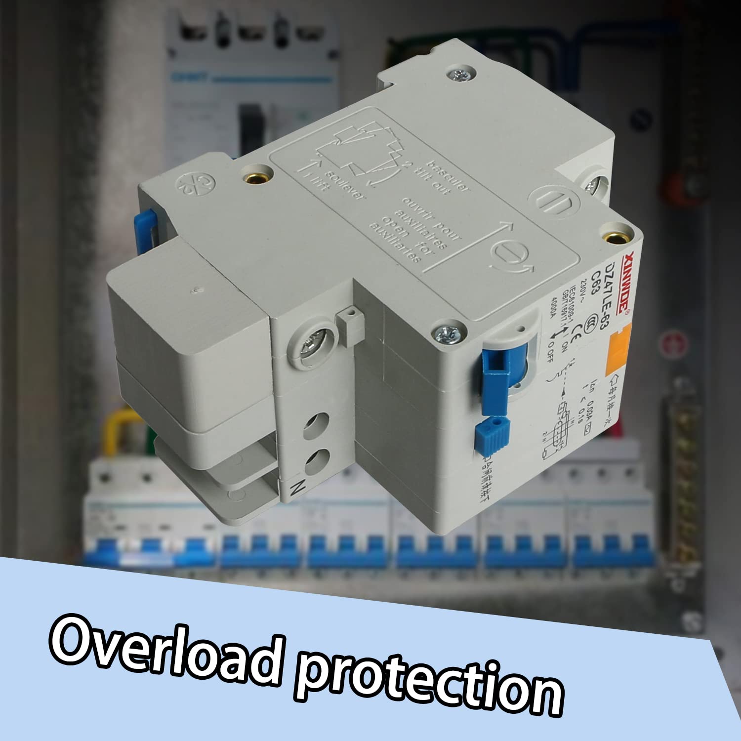 Aopin Disyuntor miniatura de bajo voltaje DZ47-63 Montaje en carril DIN, interruptor de corriente residual, interruptor de corriente residual,