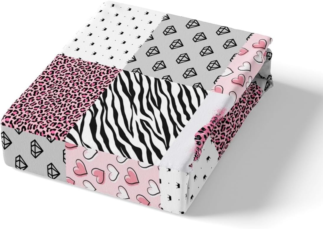 Juego de funda de edredón con estampado de leopardo rosa, tamaño individual, juego de ropa de cama con estampado de labios rosados, 2 piezas para